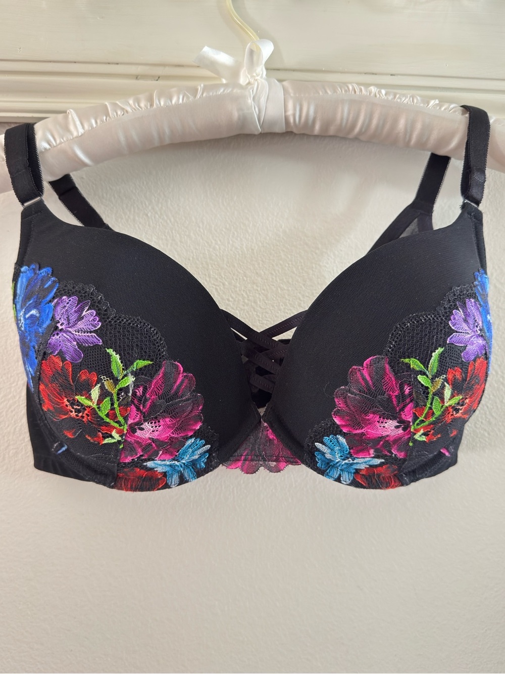Torrid Curve XO Plunge Push-Up Bra multi color floral 38DD